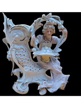 Antique Unger & Schneider Co German Porcelain Bisque Lady Spill Vase 1885-1900
